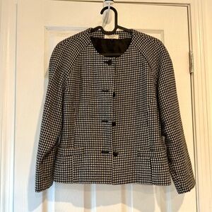 Like new woolblend houndstooth round neck jacket from Japan